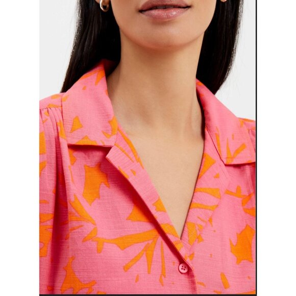 French Connection Womens Bia Alania Shirt Mandarin Orange Pink Size L - Picture 8 of 10